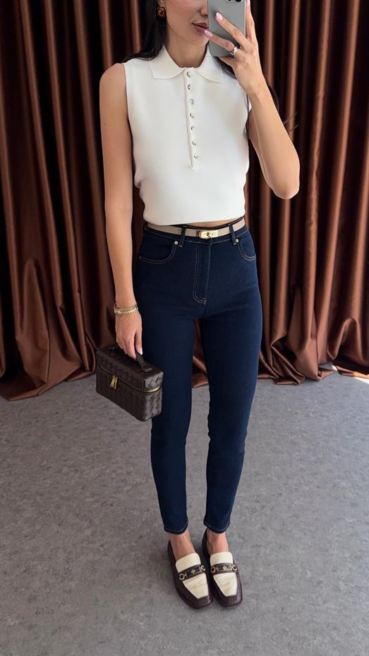 Likralı Lacivert Skinny Dilvin Jean