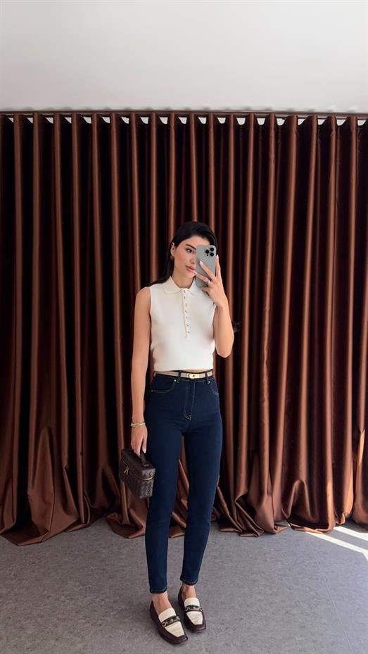 Likralı Lacivert Skinny Dilvin Jean