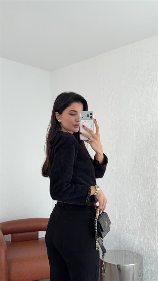 Likralı Siyah Momfit Jean