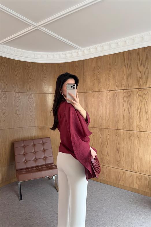 Likralı Yüksek Bel Beyaz Palazzo