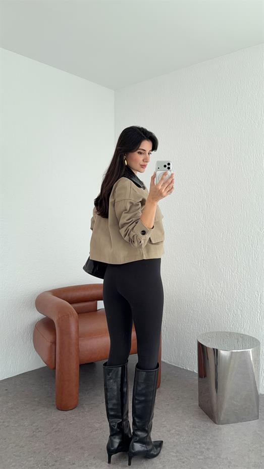 Likralı Yüksek Bel Siyah Tayt