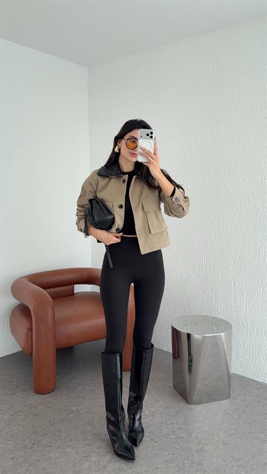 Likralı Yüksek Bel Siyah Tayt