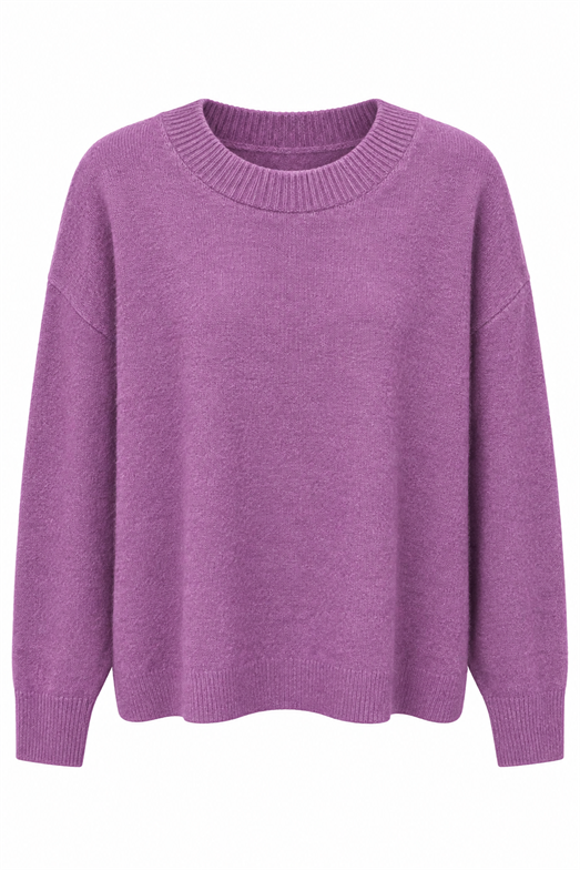 Lila Soft Bisiklet Yaka Kazak
