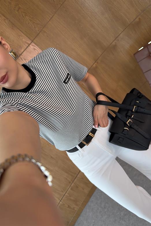 M Çizgili Lacivert Tshirt