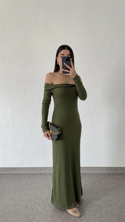 Madonna Yaka Haki Elbise