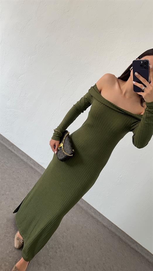 Madonna Yaka Haki Elbise