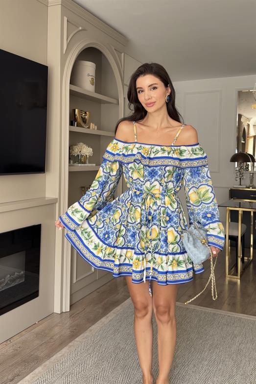 Madonna Yaka Limon Mini Elbise