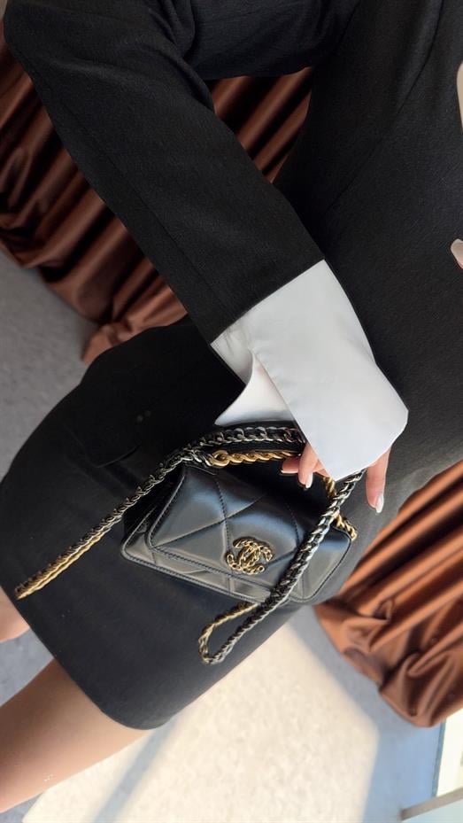 Manşetli Vatkalı Antrasit Premium Elbise