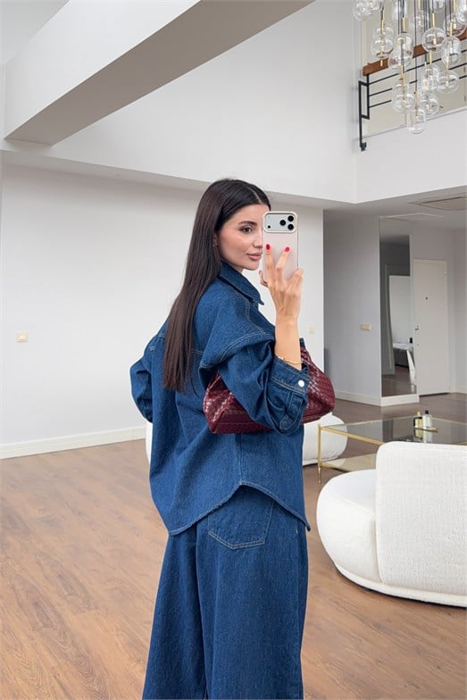 Mavi Denim Ceket-Balon Pantolon Takım