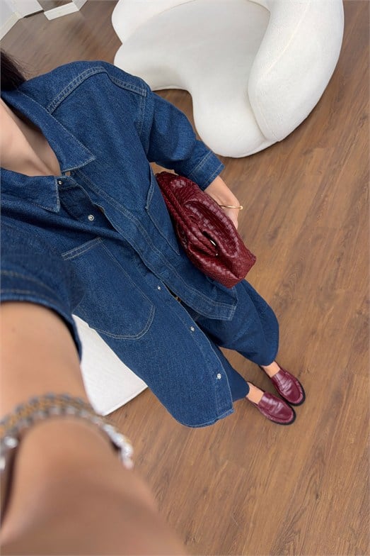 Mavi Denim Ceket-Balon Pantolon Takım