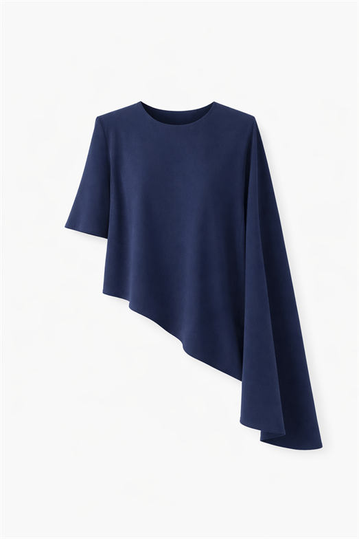 Modal Pelerinli Lacivert Bluz