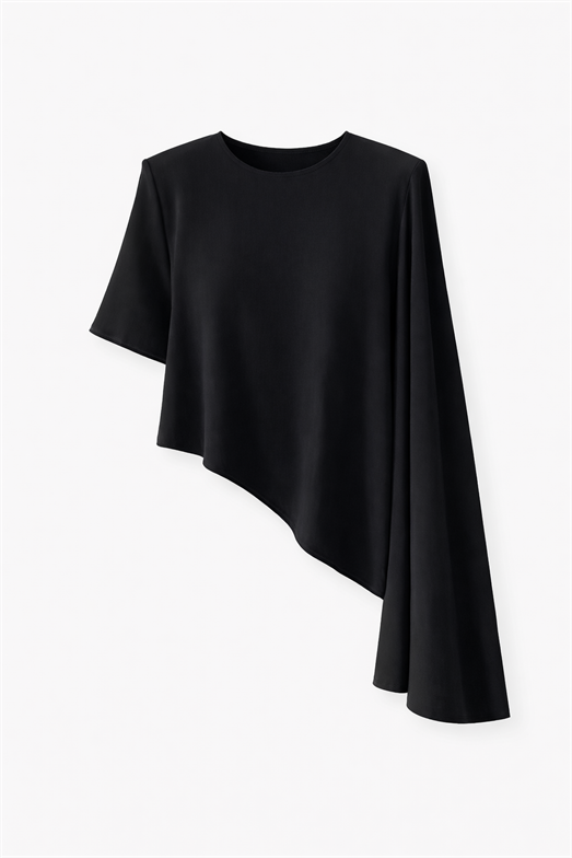 Modal Pelerinli Siyah Bluz