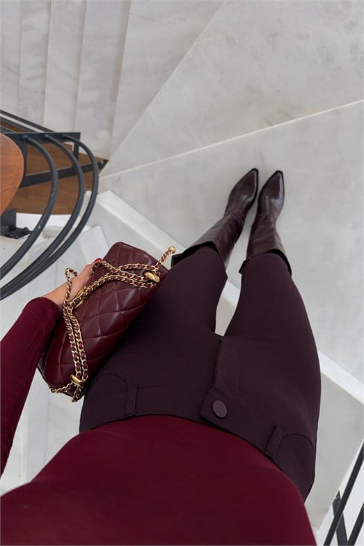 Mürdüm Çelik İnterlok Tayt Pantolon