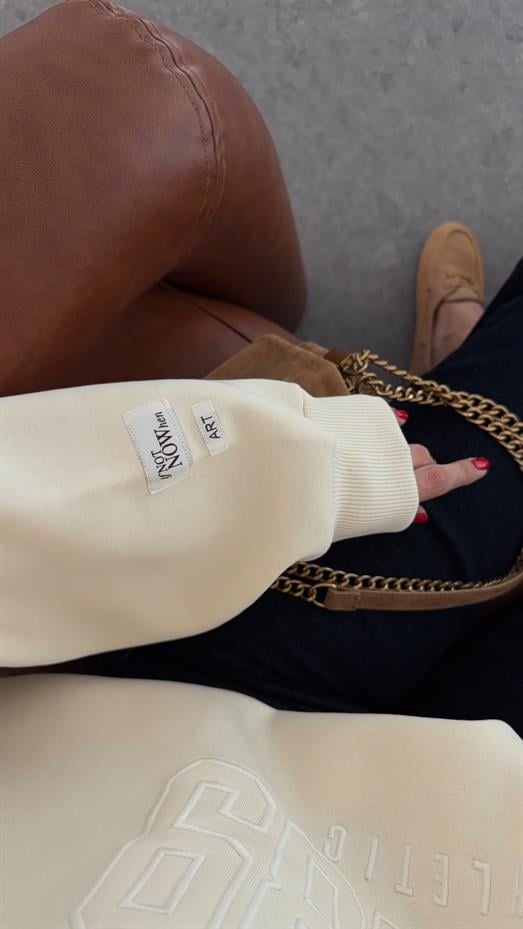 Nakışlı Şardonlu Sarı Sweat