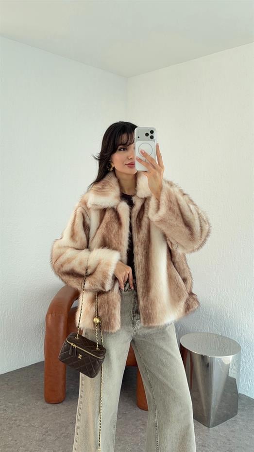 Ombre Geçişli Kahve Kürk