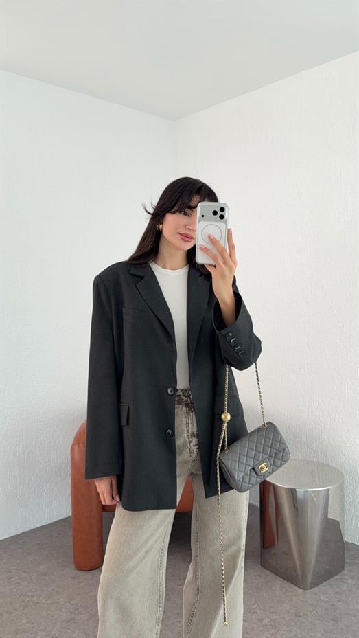 Oversize Antrasit Blazer