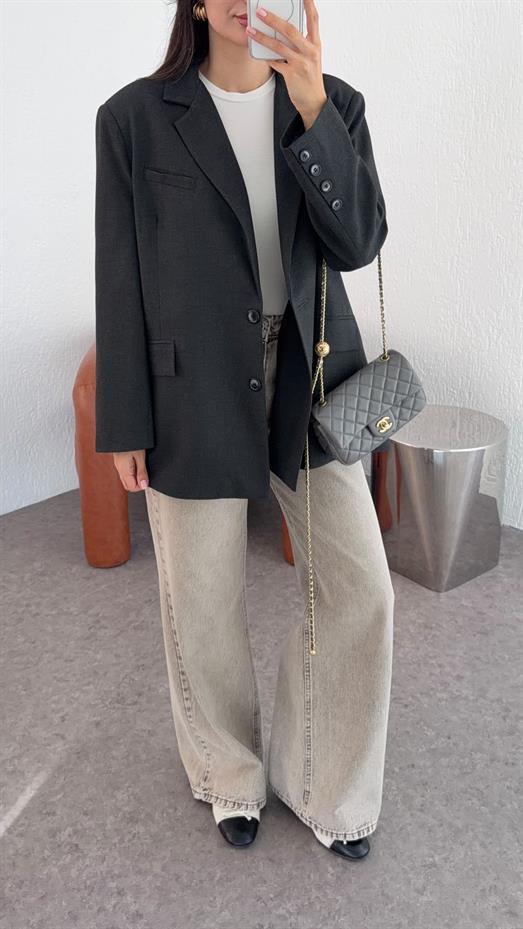Oversize Antrasit Blazer