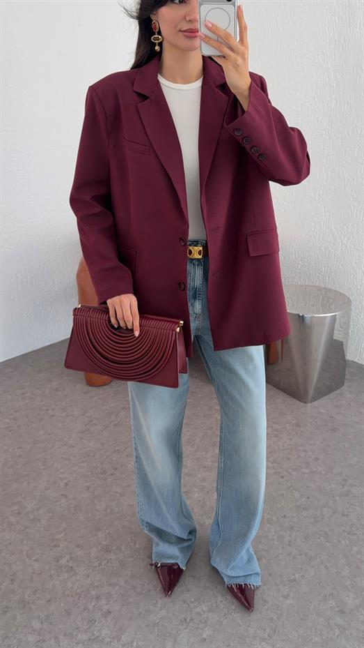 Oversize Bordo Blazer