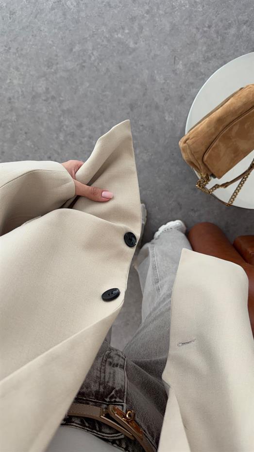 Oversize Krem Blazer