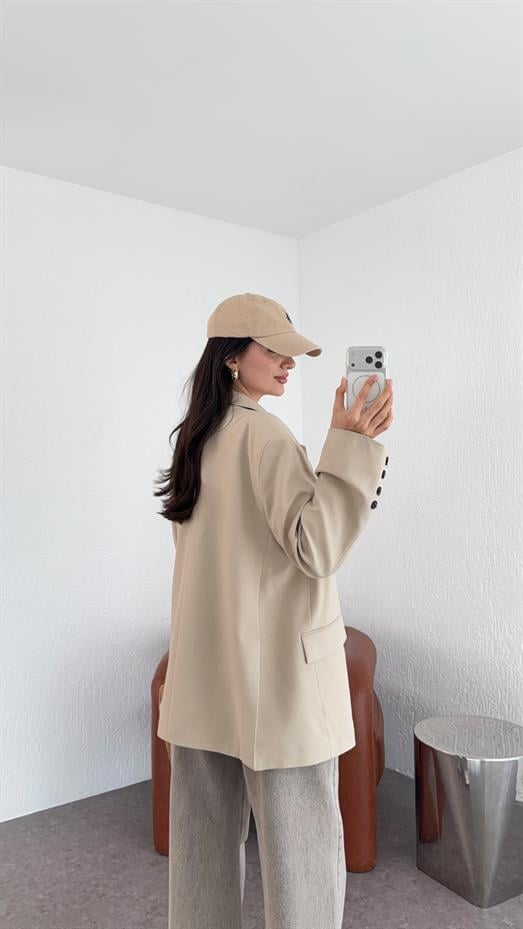 Oversize Krem Blazer