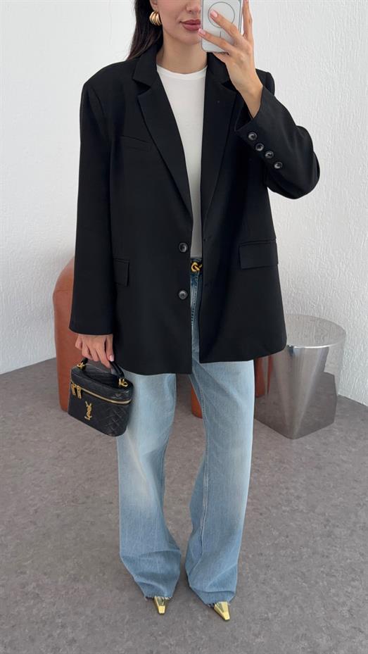 Oversize Siyah Blazer