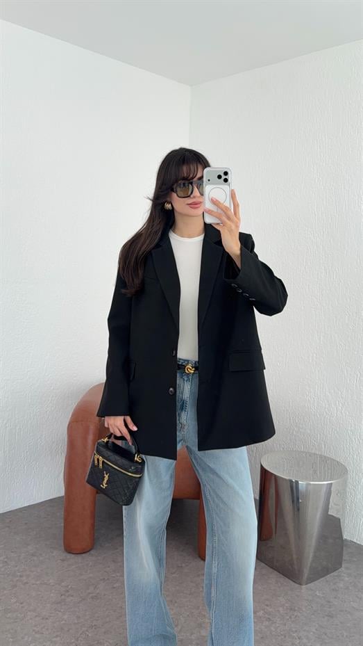 Oversize Siyah Blazer