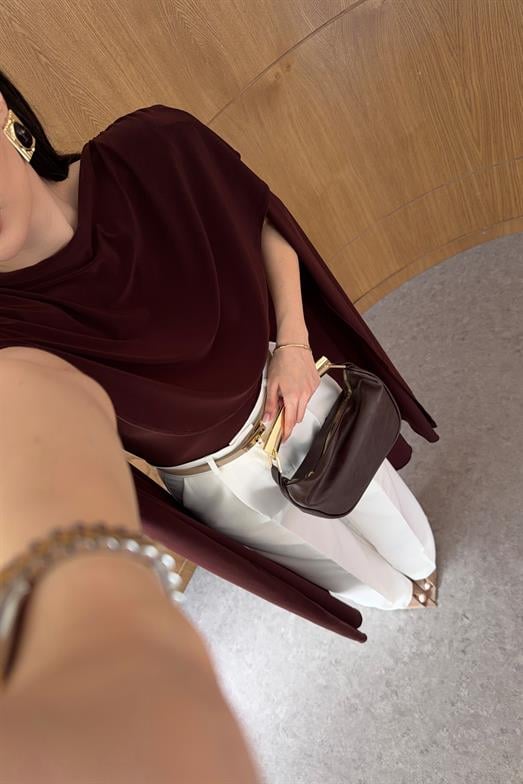 Pelerinli Acı Kahve Bluz