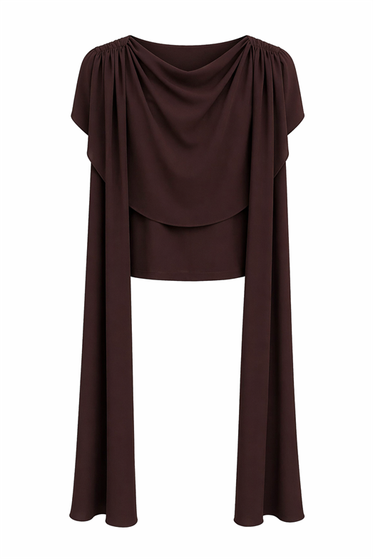 Pelerinli Acı Kahve Bluz