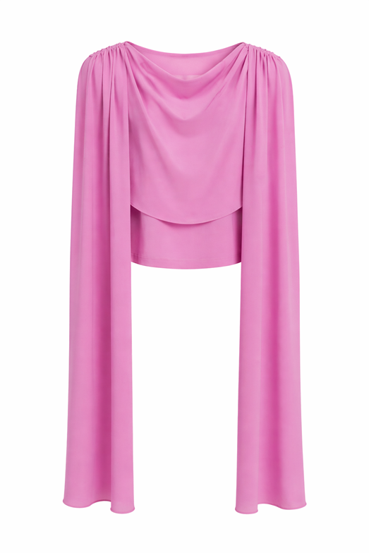 Pelerinli Pembe Bluz