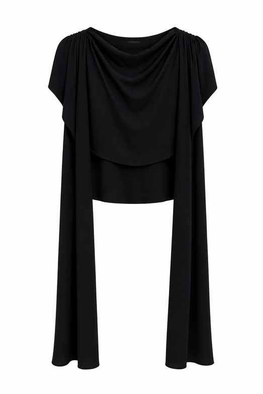 Pelerinli Siyah Bluz