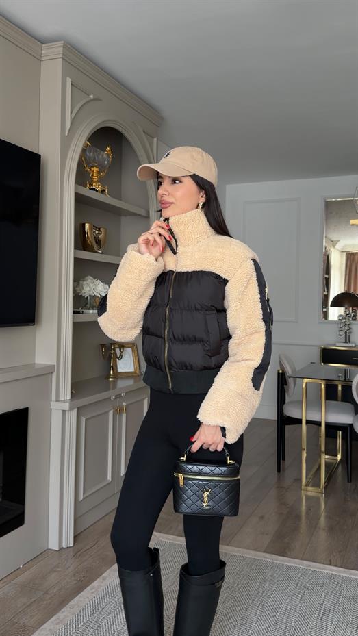 Peluş Detaylı Şişme Mont