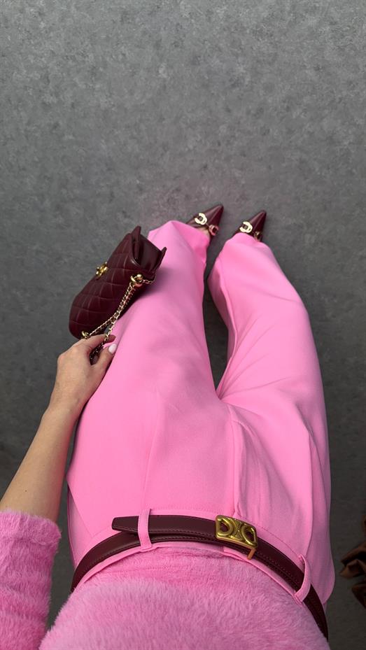 Pembe Palazzo Kumaş Pantolon