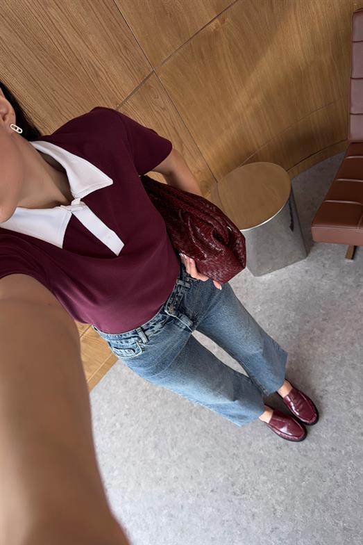 Polo Yaka Bordo Tshirt