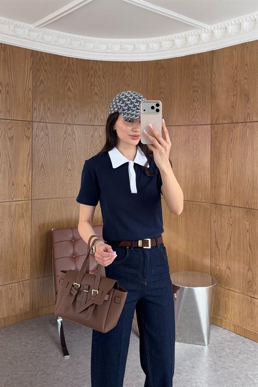 Polo Yaka Lacivert Tshirt