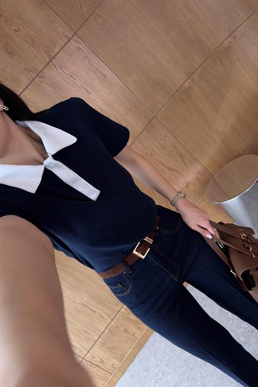 Polo Yaka Lacivert Tshirt