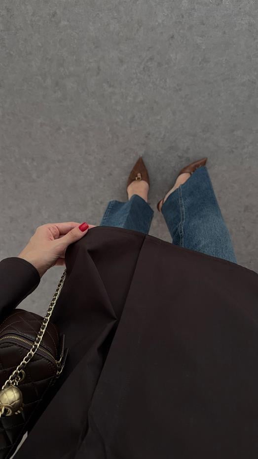 Poplin Acı Kahve Kruvaze Gömlek