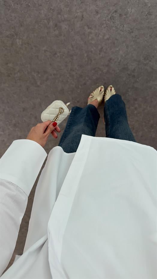 Poplin Beyaz Kruvaze Gömlek