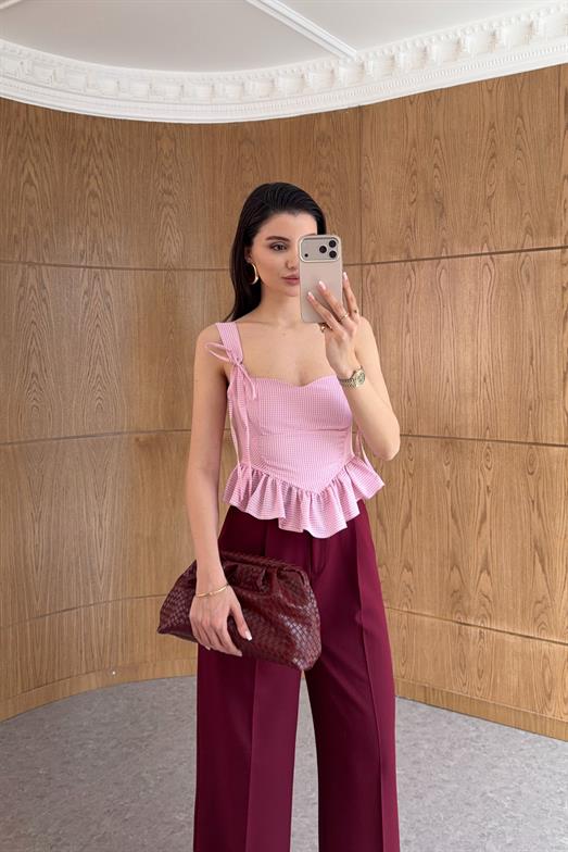 Pötikare Fiyonklu Pembe Bluz