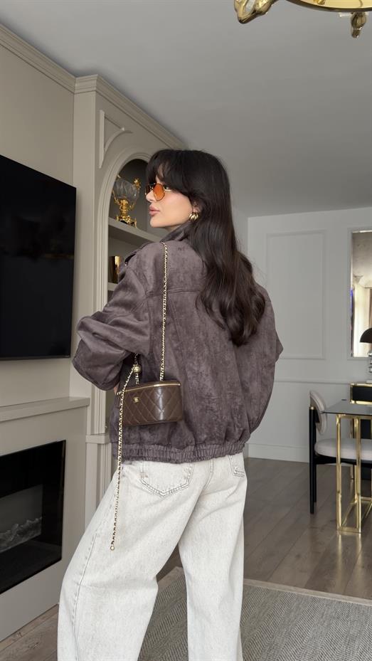 Premium Antrasit Süet Ceket