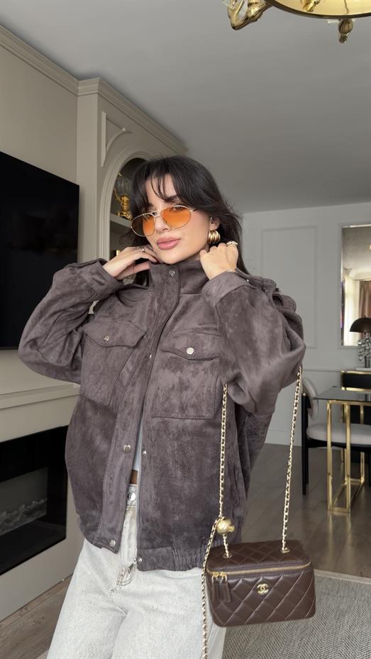 Premium Antrasit Süet Ceket