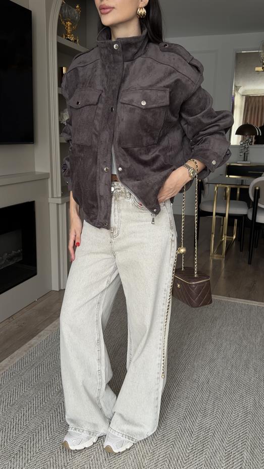 Premium Antrasit Süet Ceket