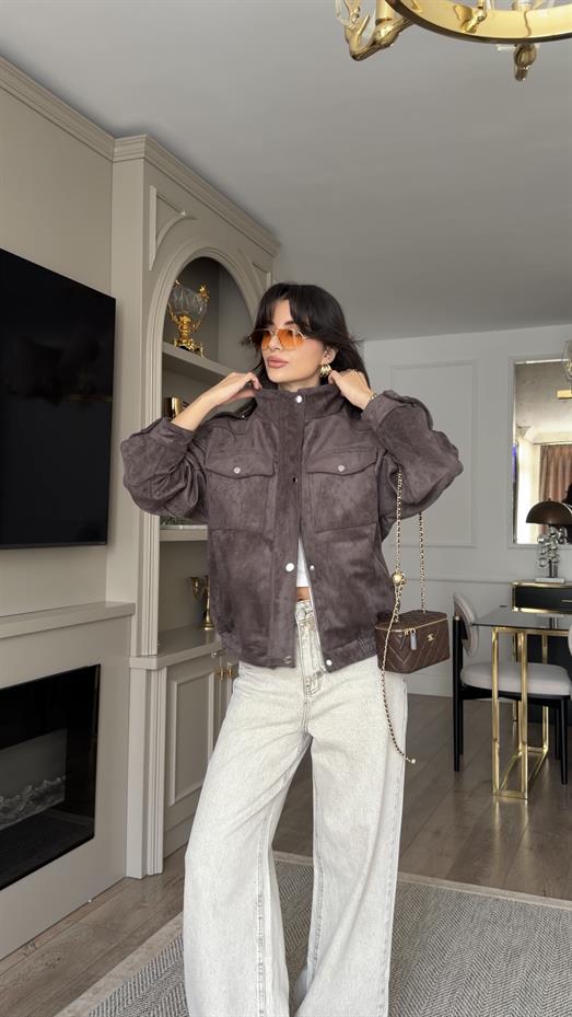 Premium Antrasit Süet Ceket