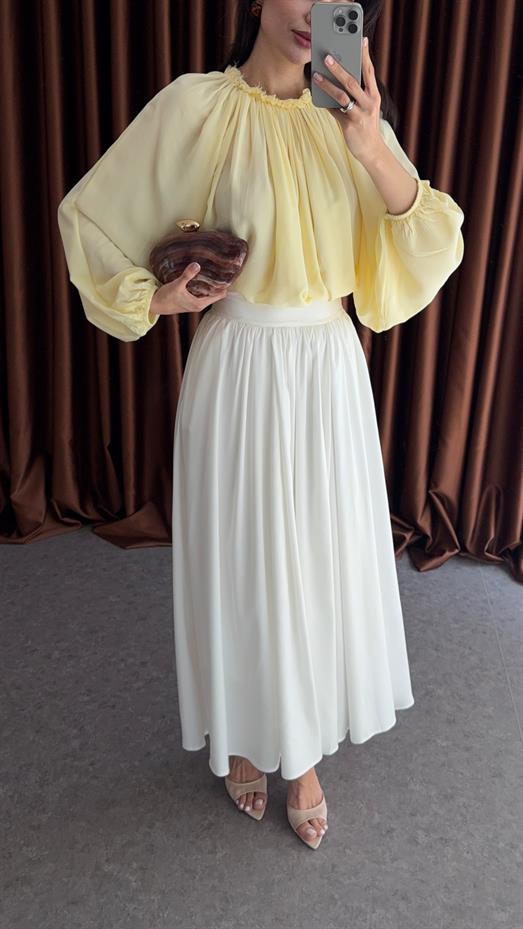 Premium Maxi Beyaz Etek