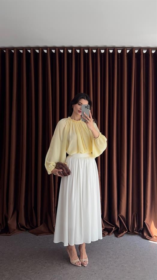 Premium Maxi Beyaz Etek