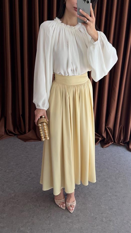 Premium Maxi Sarı Etek