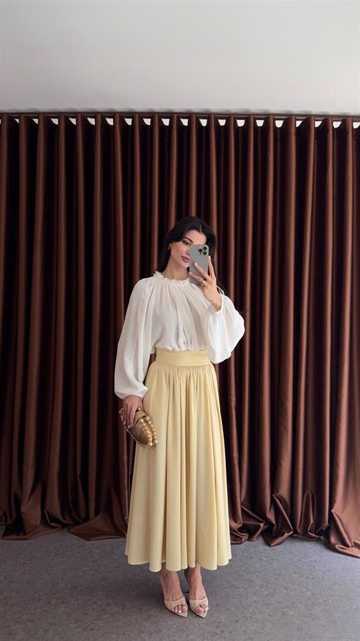 Premium Maxi Sarı Etek