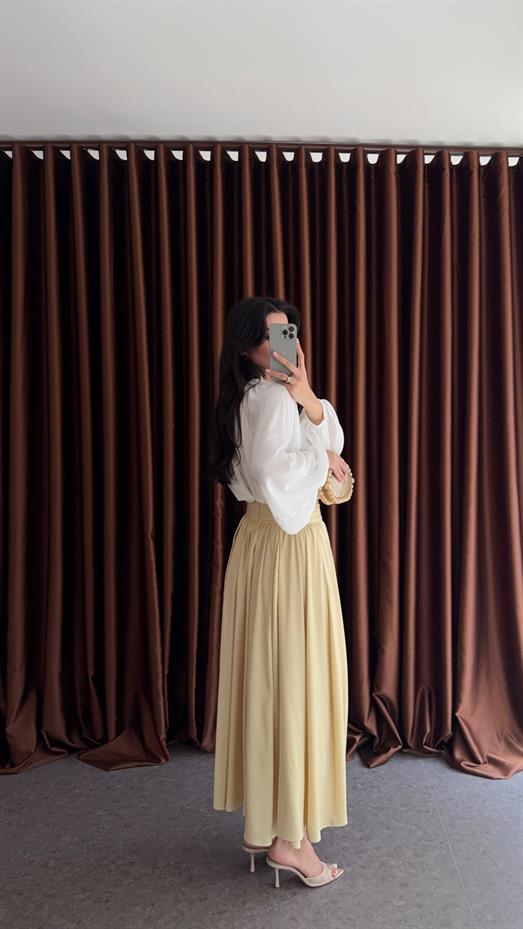 Premium Maxi Sarı Etek