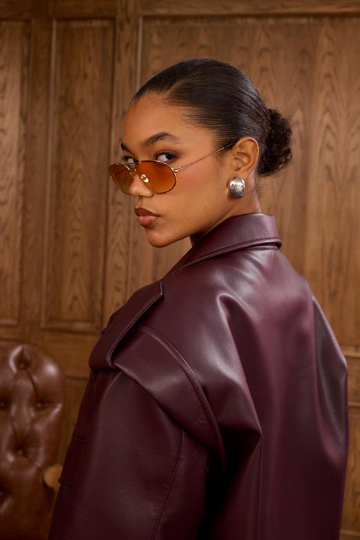 Premium Mürdüm Deri Ceket