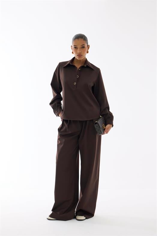 Premium Palazzo Kahve Pantolon