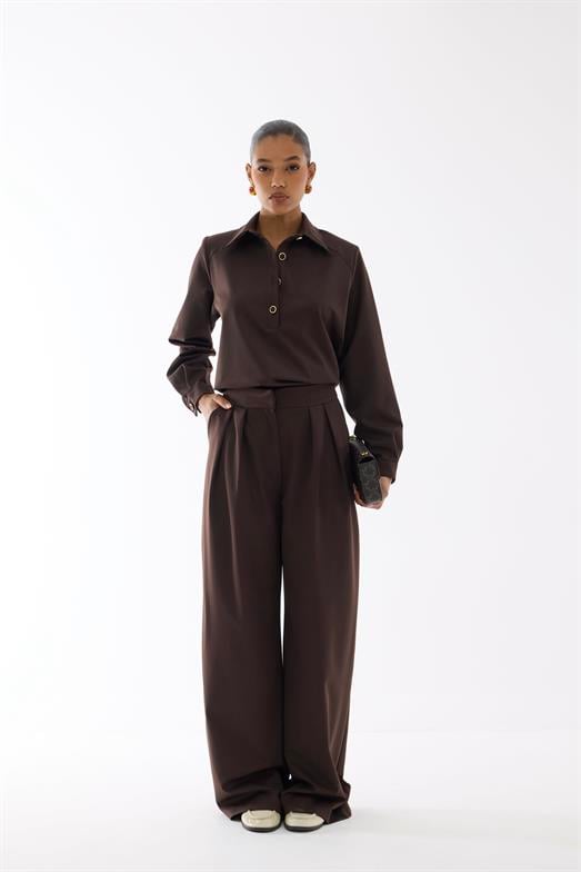 Premium Palazzo Kahve Pantolon